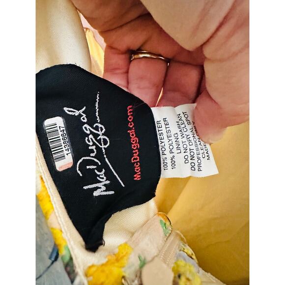 MAC DUGGAL Yellow Floral Chiffon Lace Up Tie Up Back Gown Dress - Picture 14 of 16